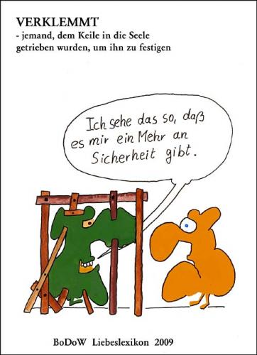 Cartoon: Verklemmt (medium) by BoDoW tagged selbsttäuschung,untersrückung,repression,beziehung,illusion,sicherheit,pathologisch,seele,psychologie,verklemmt