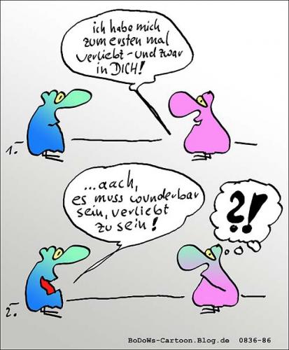 Cartoon: ...verliebt (medium) by BoDoW tagged liebeserklärung,enttäuschung,beziehung,paar,verliebt,liebe