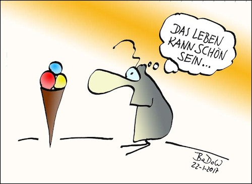 Cartoon: Visionäre Erkenntnis (medium) by BoDoW tagged hoffnung,trost,glück,vision,fata,morgana,eis,einfach,leben,schön,kleine,freuden,fragil