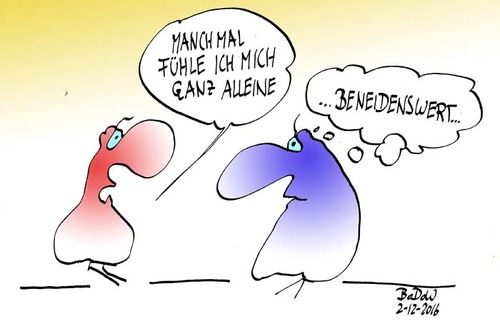 Cartoon: zu zweit allein (medium) by BoDoW tagged zweisamkeit,zweit,zu,beneidenswert,paar,alleine,einsamkeit