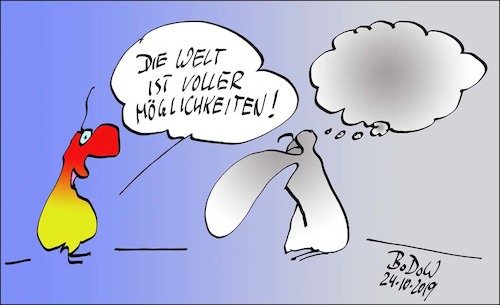 Cartoon: Zwei Welten (medium) by BoDoW tagged depression,haltung,leben,sicht,schwermut,welt,möglichkeiten,sichtweisen,lebenseinstellung,sein,bewußtsein