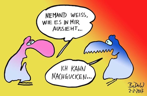 Cartoon: Zweifelhaftes Hilfsangebot (medium) by BoDoW tagged hilfe,sensibel,unsensibel,depressiv,sadistisch,traurig,innenansicht,niemand,weiss,wie,es,in,mir,aussieht,nachgucken,säge,sadist,aufschneiden