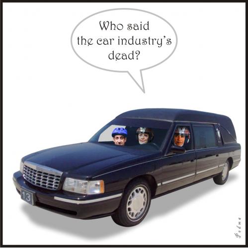 Cartoon: Lets ride! (medium) by Pedma tagged hearse,funeral,fun,sarkozy,merkel,obama,car,auto,sport,rally,bailout,economy,crisis