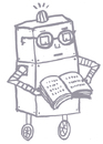 Cartoon: Forschen (small) by andrea tagged roboter,lesen,wissen