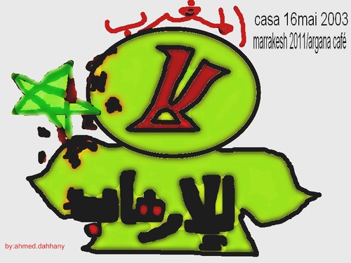 Cartoon: stop terrorist now (medium) by ahmed_rassam tagged my,morocco