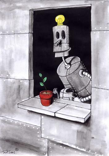 Cartoon: - (medium) by to1mson tagged robot,roboter,blume,flower,kwiat