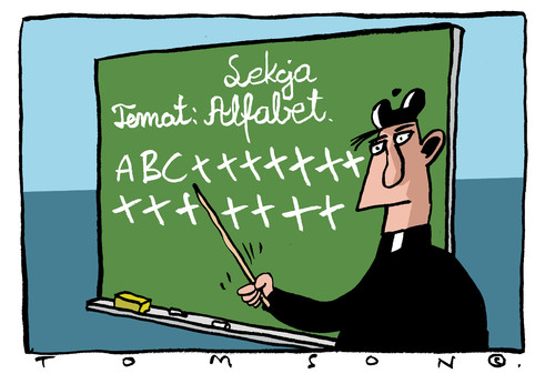 Cartoon: ... (medium) by to1mson tagged kirche,leute,lektion,lesson,lekcja,kosciol