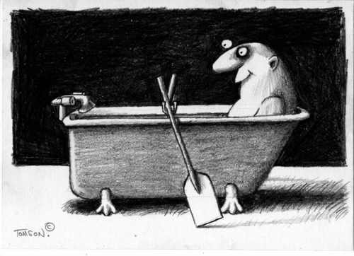Cartoon: Down by the river (medium) by to1mson tagged man,mensch,czlowiek,bad,badewanne