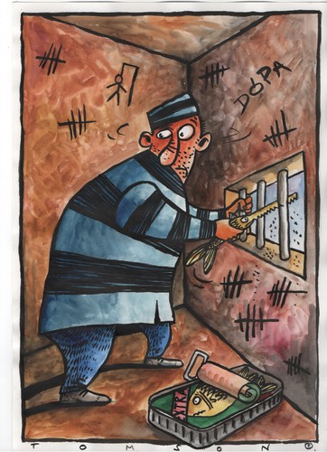 Cartoon: Escape (medium) by to1mson tagged gefängnis,wiezienie,ucieczka,flucht,escape,fish,ryba