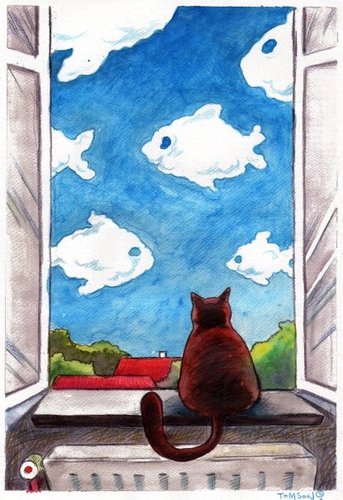 Cartoon: looking... (medium) by to1mson tagged cat,katze,kot,window,fenster,okno