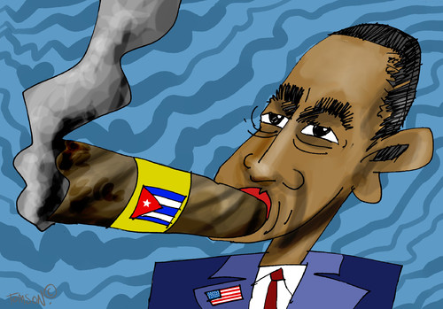 Cartoon: USA-Cuba (medium) by to1mson tagged obama,usa,cuba,kuba,besuch,visit,wizyta