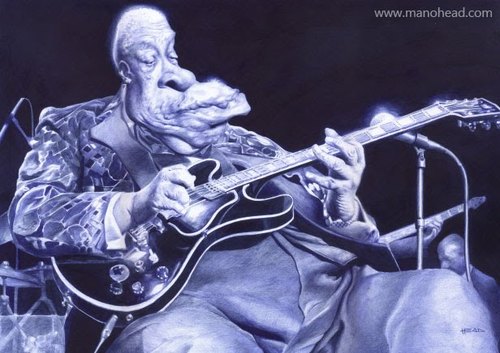 Cartoon: BB King (medium) by manohead tagged caricatura,manohead,caricature