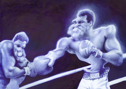 Cartoon: Caricatura Muhammad Ali (medium) by manohead tagged manohead,caricatura,muhammad,ali