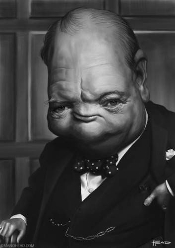 Cartoon: Winston Churchill (medium) by manohead tagged caricatura,manohead,winston,churchill