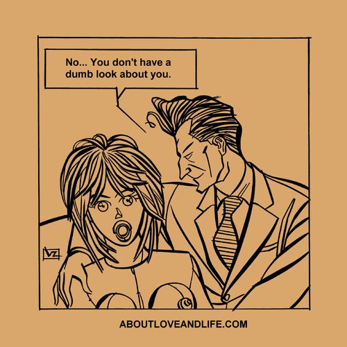 Cartoon: 004_alal Dumb look (medium) by Age Morris tagged aboutloveandlife,agemorris,victorzilverberg,atomstyle,datelife,cartoons,lovers,lovelife,marsandvenus,menandwomen,dumblook,rubberdoll,lovedoll,couple,plasticfantastic,together