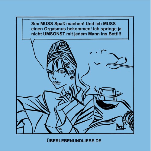 Cartoon: 042_ulul Sex muss Spaß sein (medium) by Age Morris tagged sextalk,spaß,orgasmus,umsonst,insbett,springen,tauchen,mit,jedemmann,tags,cartoons,überlebenundliebe,atomstyle,victorzilverberg,agemorris