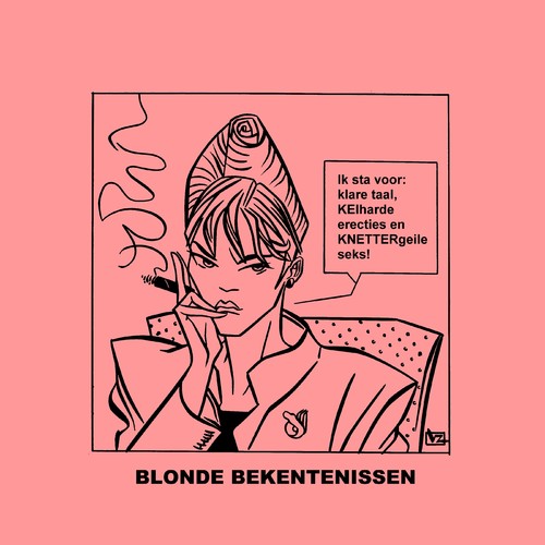 Cartoon: Blonde Bekentenissen - Seks! (medium) by Age Morris tagged sigaar,carrieretijger,carrierebabe,seks,knettergeil,erectie,keihard,klaretaal,blondebekentenissen,overlevenenliefde,toons,cartoons,atomstyle,aboutloveandlife,victorzilverberg,agemorris