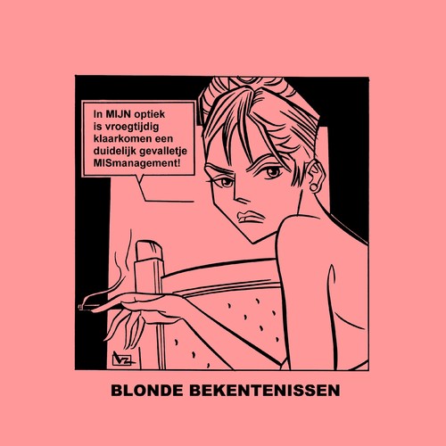 Cartoon: Blonde Bekentenissen - Vroegtijd (medium) by Age Morris tagged tags,cosmogirl,lekkerding,domblondje,blondje,dom,blondebekentenissen,overlevenenliefde,victorzilverberg,agemorris,klaarkomen,orgasme,tevroeg,vroegtijdig,mismanage,mismanager,optiek,mening,carrierebabe,carriereblond,bed