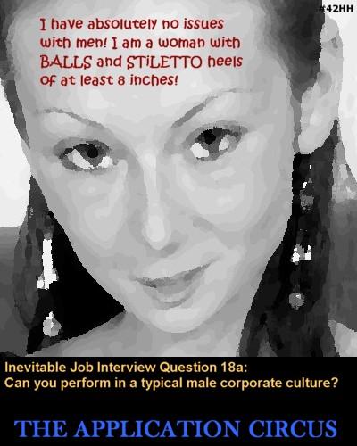 Cartoon: Jobcircus_42 Stiletto Heels (medium) by MoArt Rotterdam tagged newjob,jobinterview,jobhunting,jobsearch,jobtoons,careertoons,stilettoheels,womanwithballs,corporateculture,menissues,eigthinches