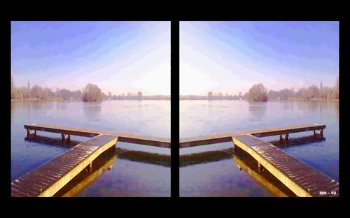 Cartoon: MH - Lakeside View (medium) by MoArt Rotterdam tagged lake,lakeside,view,sun,wintertime