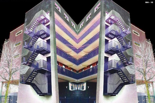 Cartoon: MH - The M-Building (medium) by MoArt Rotterdam tagged building