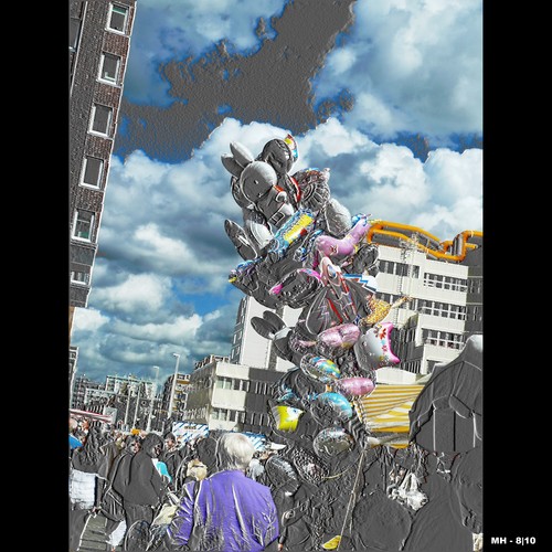 Cartoon: MH - The Windy City V (medium) by MoArt Rotterdam tagged rotterdam,stadsleven,citylife,wind,windycity,makrt,marketplace,balloons,ballonnen,balloontree,ballonnenboom,druk,crowded,clouds,wolken