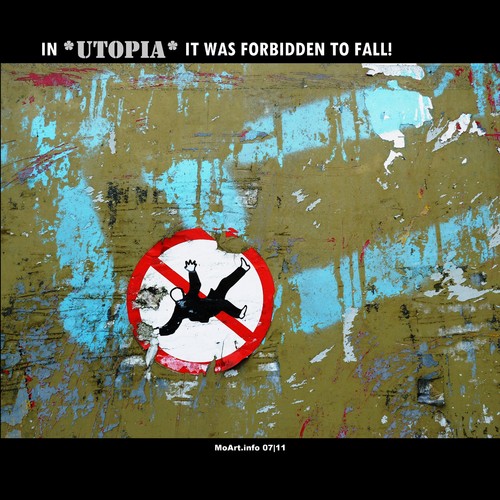 Cartoon: MoArt - Forbidden to Fall! (medium) by MoArt Rotterdam tagged rotterdam,moart,moartcards,utopia,forbidden,fall,falling,fantasy