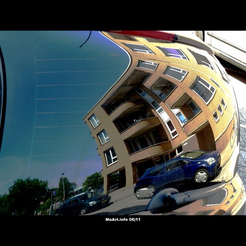 Cartoon: MoArt - Gaudi did it!!! (medium) by MoArt Rotterdam tagged rotterdam,moart,moartcards,gaudi,building,reflection,weerspiegeling,car,auto,weird,raar