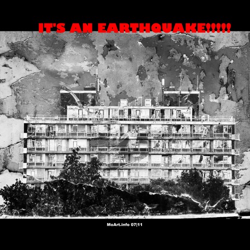 Cartoon: MoArt - Its an EarthQuake!!! (medium) by MoArt Rotterdam tagged rotterdam,moart,moartcards,earth,quake,eartquake,aarde,aardbeving,flat,building,disaster,ramp