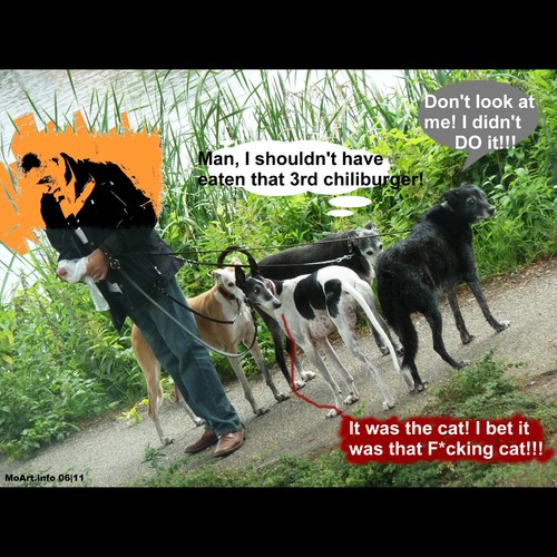 Cartoon: MoArt - The cat DID it!!! (medium) by MoArt Rotterdam tagged rotterdam,moart,moartcards,dog,cat,kat,hond,poop,poep,whodidit,poopscoop,mystery