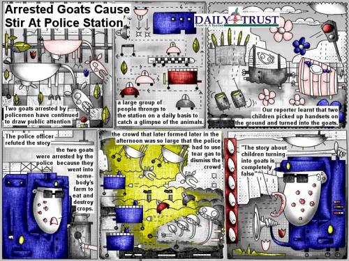 Cartoon: Arrested goats cause stir (medium) by bob schroeder tagged comic,webcomic,goat,police,arrested,handset