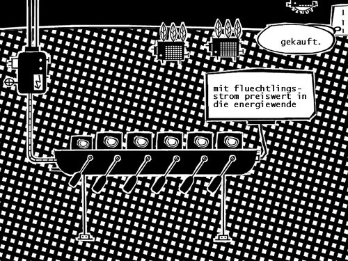 Cartoon: energiewende (medium) by bob schroeder tagged energiewende,strom,atom,preis,kosten,fluechtling