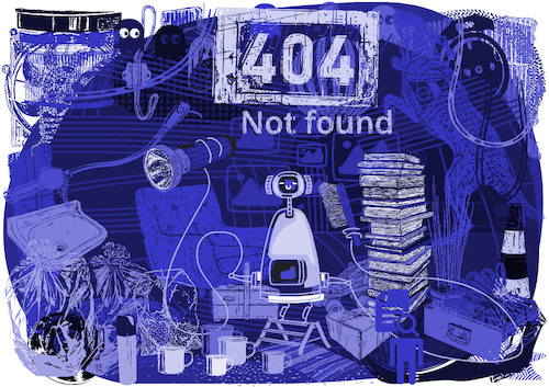 Cartoon: Error 404 Page not found (medium) by bob schroeder tagged 404,error,page,not,found,ai,ki,digital,homepage