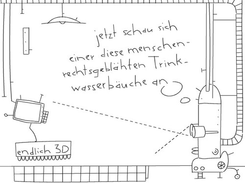Cartoon: jetzt schau sich (medium) by bob schroeder tagged trinkwasser,menschenrecht,fernsehen,3d