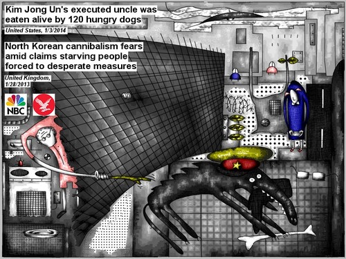 Cartoon: kim jong uns uncle (medium) by bob schroeder tagged kim,jong,un,uncle,execution,dogs,starvation,cannibalism