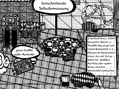 Cartoon: maennchen (medium) by bob schroeder tagged green,graffiti,moos,guerilla,gardening,rezept
