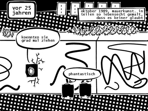 Cartoon: mauerkunst (medium) by bob schroeder tagged berlin,mauer,mauerkunst,flucht,ddr,grenze,grenzoeffnung,mauerfall