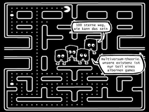 Cartoon: Multiversum (medium) by bob schroeder tagged sterne,sternkarte,astronomie,licht,multiversum,universum,game,pacman,existenz
