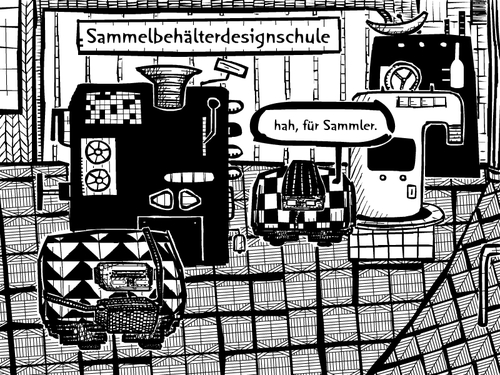 Cartoon: sammeln (medium) by bob schroeder tagged pfand,sammler,sammelbehaelter,design,behaelter,einweg,mehrweg