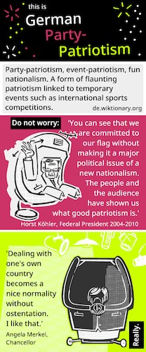 Cartoon: German Party Patriotism (medium) by bob schroeder tagged patriotism,party,partypatriotismus,racism,antisemitism,nationalism,violence,fifa,world,cup,wm,weltmeisterschaft,soccer,football,fußball,comics