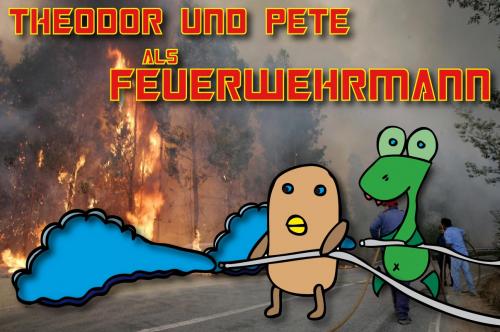 Cartoon: Theo und Pete bei der Feuerwehr (medium) by Theodor von Babyameise tagged babyameise