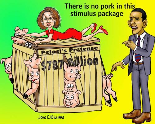 Cartoon: Porky Stimulus Package (medium) by saltpppr tagged stimulus,package,barack,obama,pork,economy