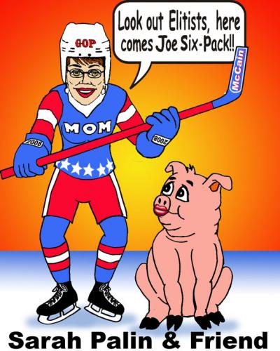 Cartoon: Sarah and friend (medium) by saltpppr tagged sarah,palin,politics,election