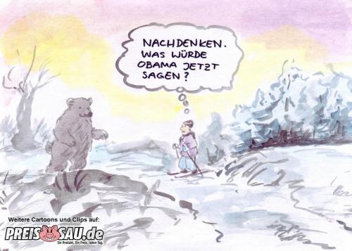 Cartoon: Obama und der Bär (medium) by preissaude tagged obama