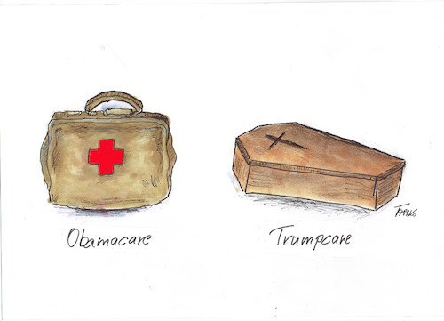 Cartoon: Amerika (medium) by Skowronek tagged gesundheit,usa,trump,gesundheitsreform,republikaner,obama