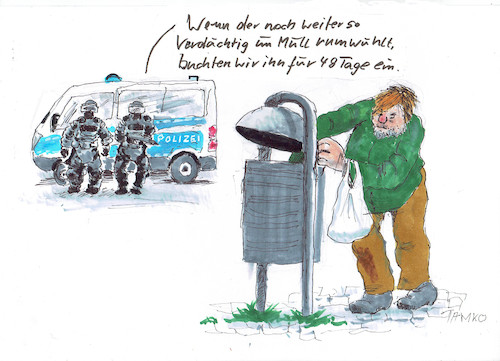 Cartoon: Bald neues Polizeigesetz in NRW (medium) by Skowronek tagged polizei,nrw,bayern,polizeischutzgesetz