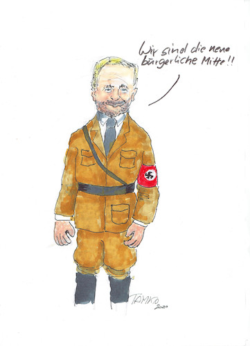 Cartoon: Chistian Lindner (medium) by Skowronek tagged bernd,höcke,ostdeutschland,thüringen,landtagswahl,afd,nazis,rechte,cdu,linke,grüne,spd,fdp,kemmerich,faschisten