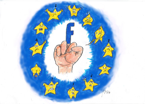 Cartoon: EU und Facebook (medium) by Skowronek tagged eu,mark,zuckerberg,facebook,datenschutz
