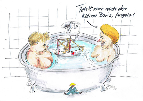 Cartoon: Fisch Ahoi (medium) by Skowronek tagged angela,merkel,ursula,van,der,layen,boris,johnson,eu,brexit