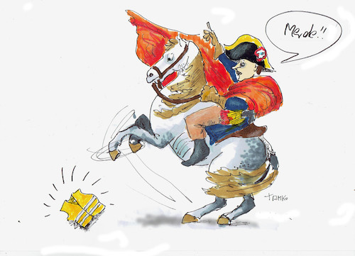 Cartoon: Macron (medium) by Skowronek tagged gelbwesten,frankreich,benzinsteuer,protest,emmanuel,macron